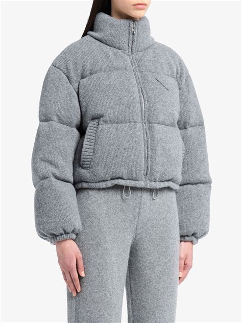 grey prada puffer coat|prada puffer jacket ladies.